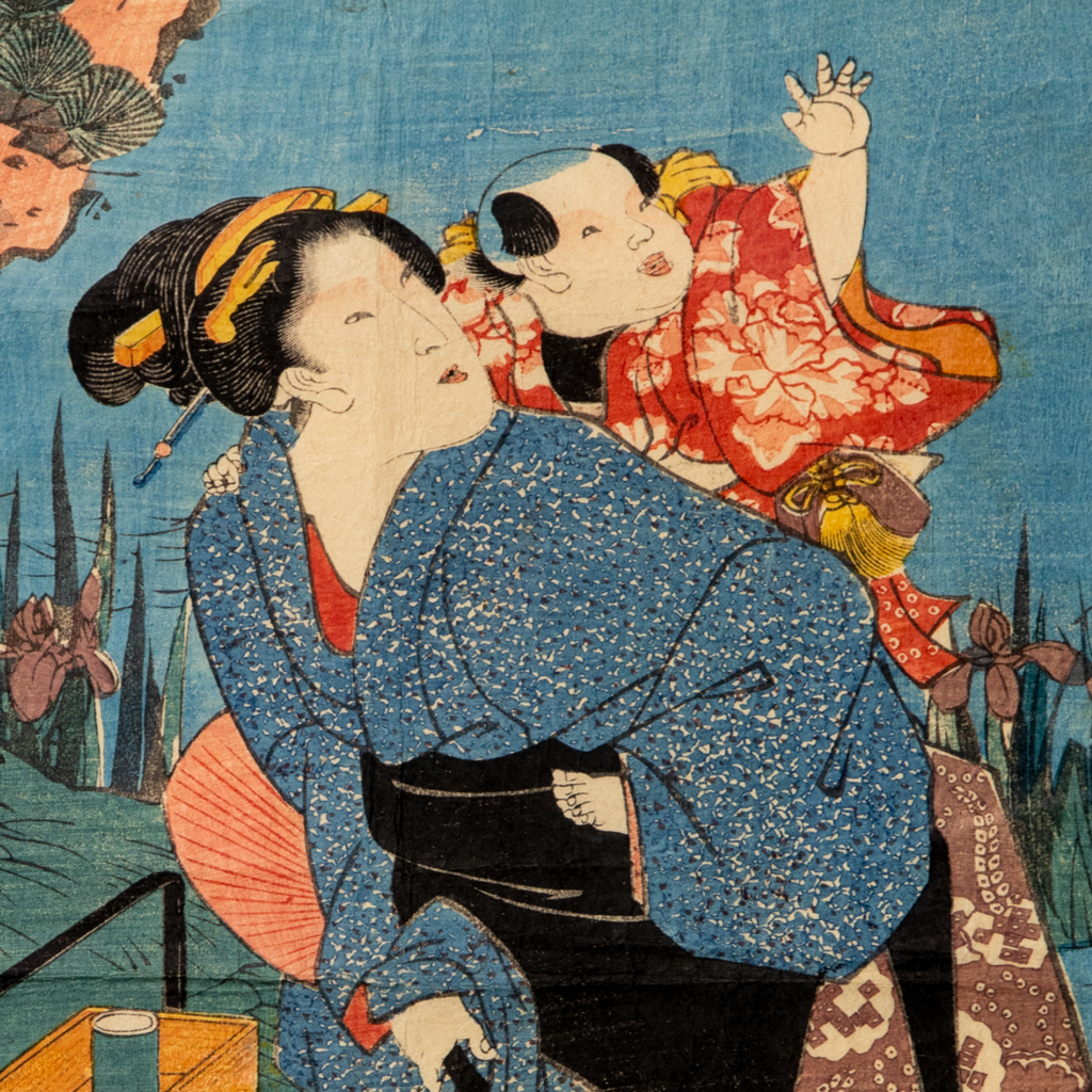 Utagawa Toyokuni III Woodblock Print Evening Coolness Late Edo