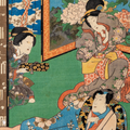 Utagawa Toyokuni III Woodblock Print Genji Suzumushi Scene Edo
