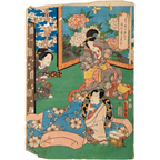 Utagawa Toyokuni III Woodblock Print Genji Suzumushi Scene Edo