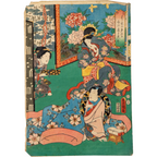 Utagawa Toyokuni III Woodblock Print Genji Suzumushi Scene Edo