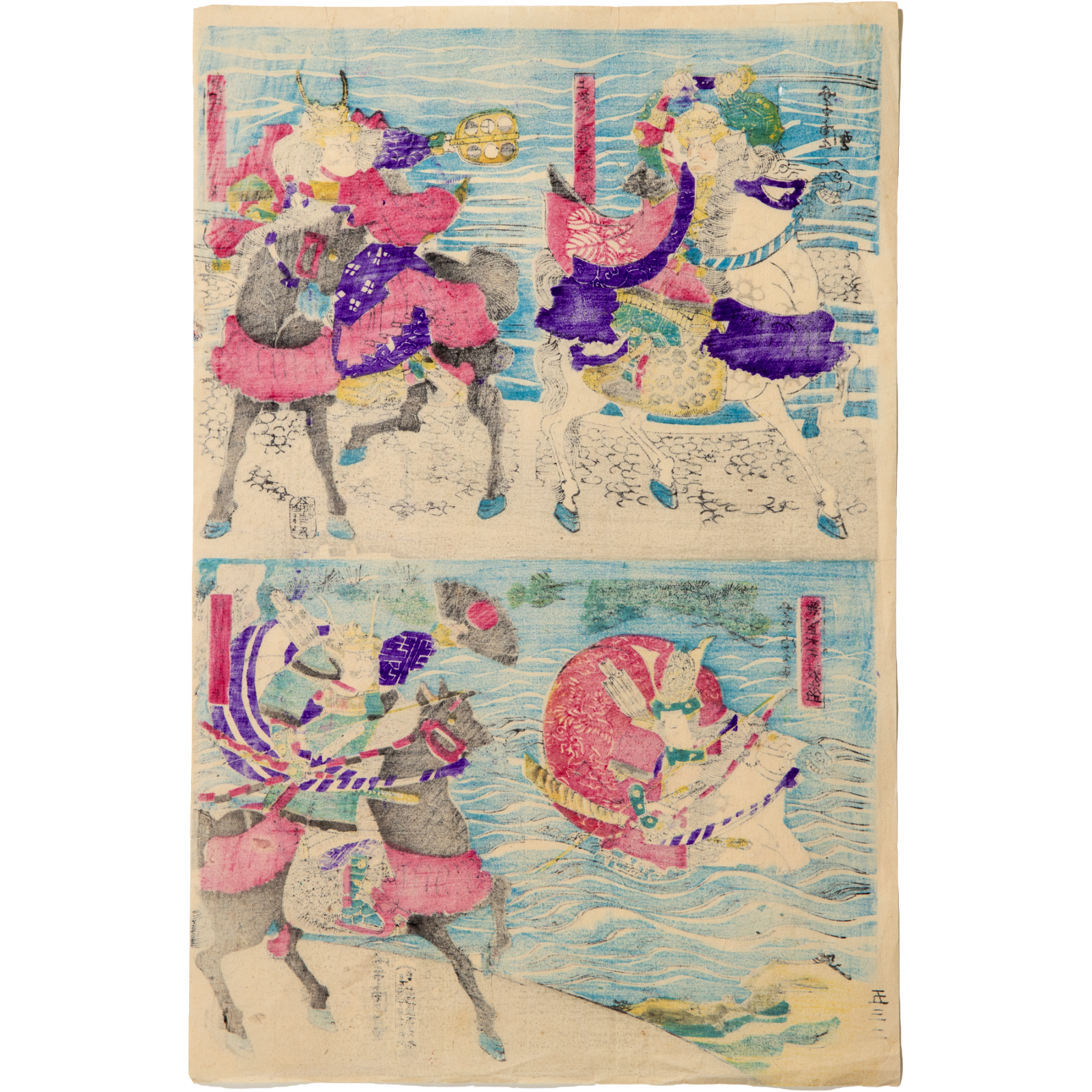 Japanese Woodblock Print Samurai Battle Scenes Musha-e Meiji Ukiyo-e