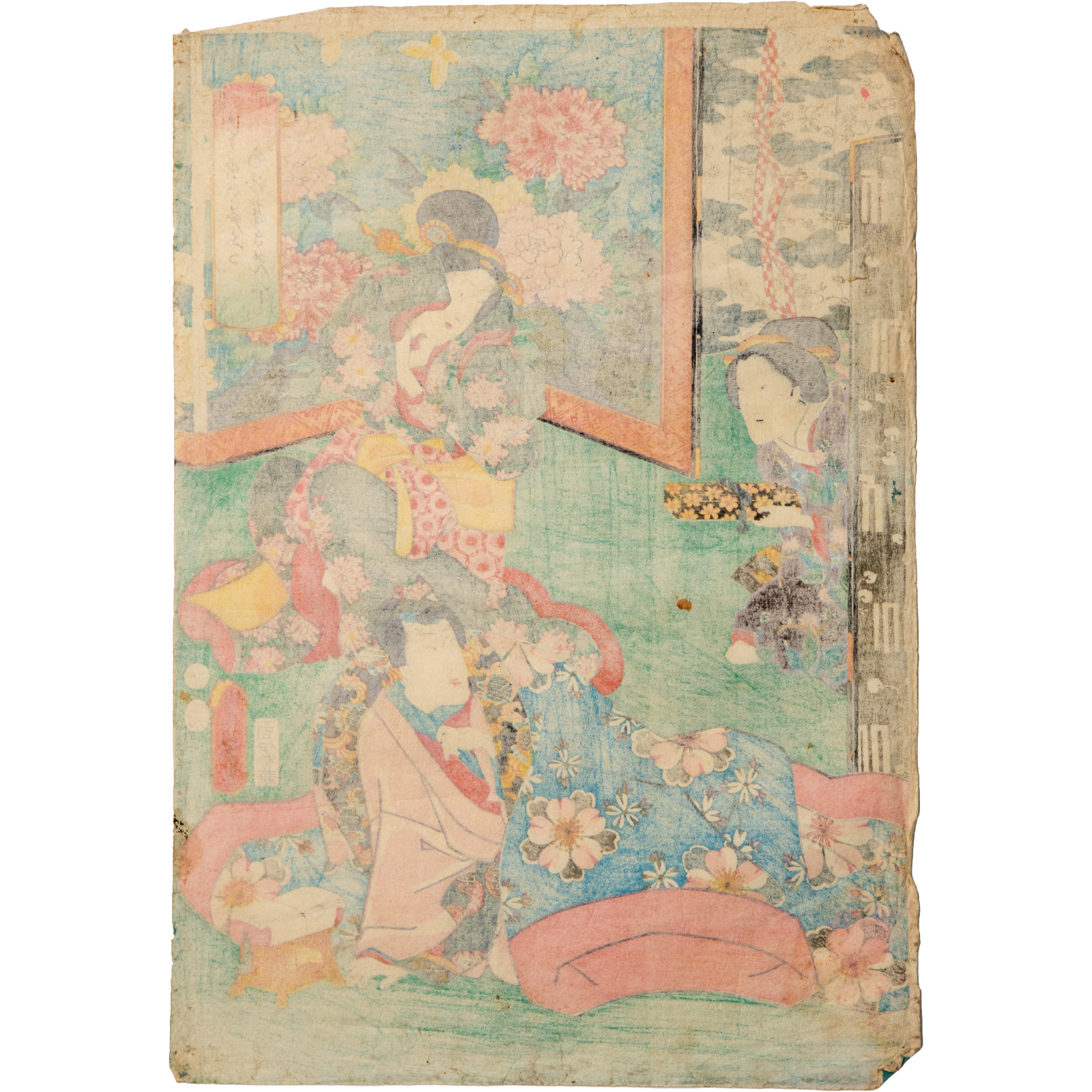 Utagawa Toyokuni III Woodblock Print Genji Suzumushi Scene Edo