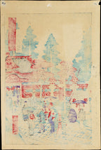 Antique Meiji Ukiyo-e Japanese Woodblock Print Hasegawa Chikuyo Ueno Toshogu