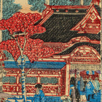 Antique Meiji Ukiyo-e Japanese Woodblock Print Hasegawa Chikuyo Ueno Toshogu