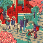 Antique Meiji Ukiyo-e Japanese Woodblock Print Kunitoshi Asakusa Sensoji Tokyo