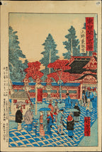 Antique Meiji Ukiyo-e Japanese Woodblock Print Hasegawa Chikuyo Ueno Toshogu