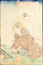 Antique Meiji Ukiyo-e Japanese Woodblock Print Toyokuni III Tea Ceremony Bijin