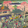 Utagawa Japanese Woodblock Print Triptych Tokyo Pleasure Quarter Meiji