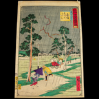 Hiroshige III Japanese Woodblock Print Sudden Shower Akasaka Meiji Ukiyo-e