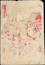 Japanese Ukiyo-e Woodblock Print Meiji Tokyo Kanda Shrine Festival Scene