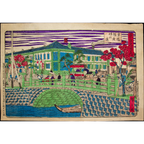 Utagawa Hiroshige III Woodblock Print Kyobashi Ginza Tokyo Brick Buildings