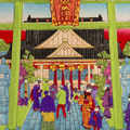 Japanese Woodblock Print Meiji Tokyo Shrine Scene Toranomon Kotohira Shrine
