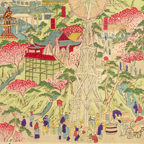 Kunitoshi Utagawa Japanese Woodblock Print Triptych Ueno Tokyo Meiji