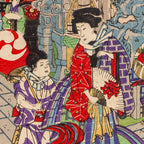 Japanese Ukiyo-e Woodblock Print Meiji Tokyo Kanda Shrine Festival Scene