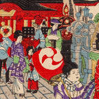 Japanese Ukiyo-e Woodblock Print Meiji Tokyo Kanda Shrine Festival Scene