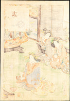 Antique Meiji Ukiyo-e Japanese Woodblock Print Toyokuni III Bijin Beauty