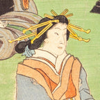 Antique Meiji Ukiyo-e Japanese Woodblock Print Toyokuni III Bijin Beauty
