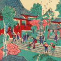 Antique Meiji Ukiyo-e Japanese Woodblock Print Kunitoshi Asakusa Sensoji Tokyo