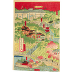 Kunitoshi Utagawa Japanese Woodblock Print Triptych Ueno Tokyo Meiji