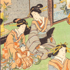 Antique Meiji Ukiyo-e Japanese Woodblock Print Toyokuni III Bijin Beauty
