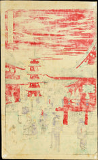 Antique Edo Ukiyo-e Japanese Woodblock Print Utagawa Kunitoshi Tokyo Asakusa