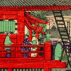 Antique Edo Ukiyo-e Japanese Woodblock Print Utagawa Kunitoshi Tokyo Asakusa