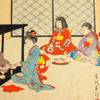 Miyagawa Shuntei Japanese Woodblock Print Children Tea Ceremony Meiji Ukiyo-e