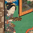 Utagawa Toyokuni III Woodblock Print Genji Suzumushi Scene Edo