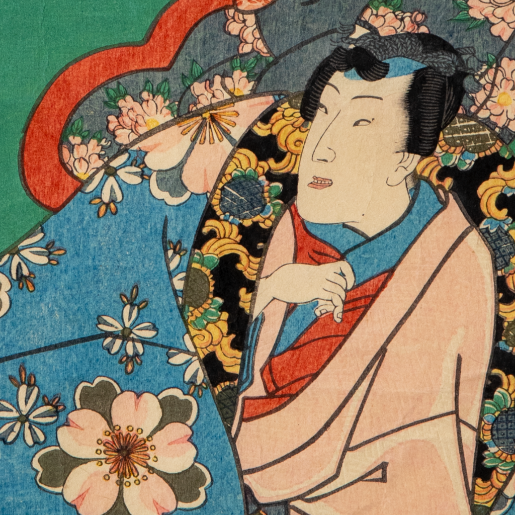 Utagawa Toyokuni III Woodblock Print Genji Suzumushi Scene Edo